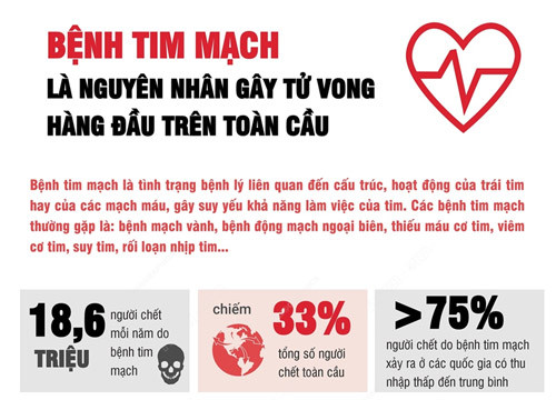 [Đồ họa] Bệnh tim mạch - nguyên nhân gây tử vong hàng đầu trên toàn cầu